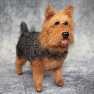 Silky Terrier custom Nadel gefilzt Hund, lebensechte Miniatur Portrait Skulptur