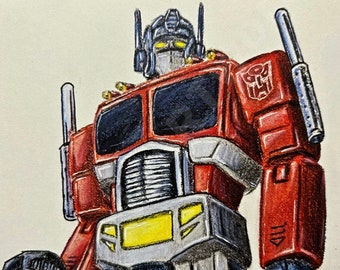 Optimus Prime Transformers Art Print Hand Signed