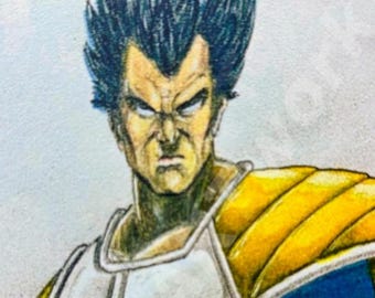 Lámina artística de Vegeta firmada a mano por Poncie