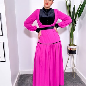 Victorian style occasion maxi dress MAGENTA