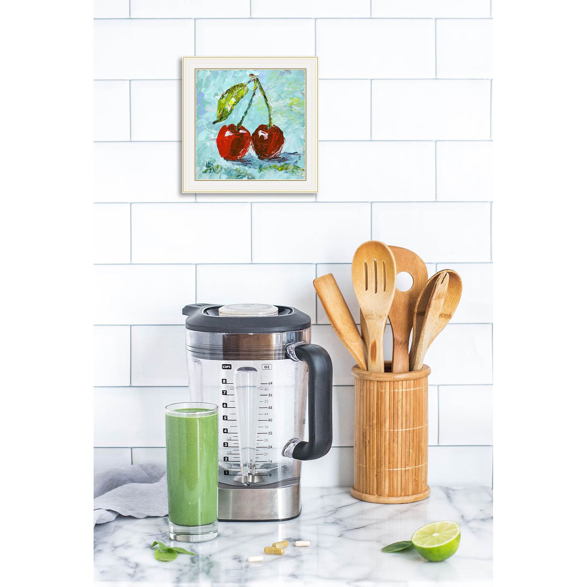 Cherry painting original small kitchen art impasto artwork Etsy