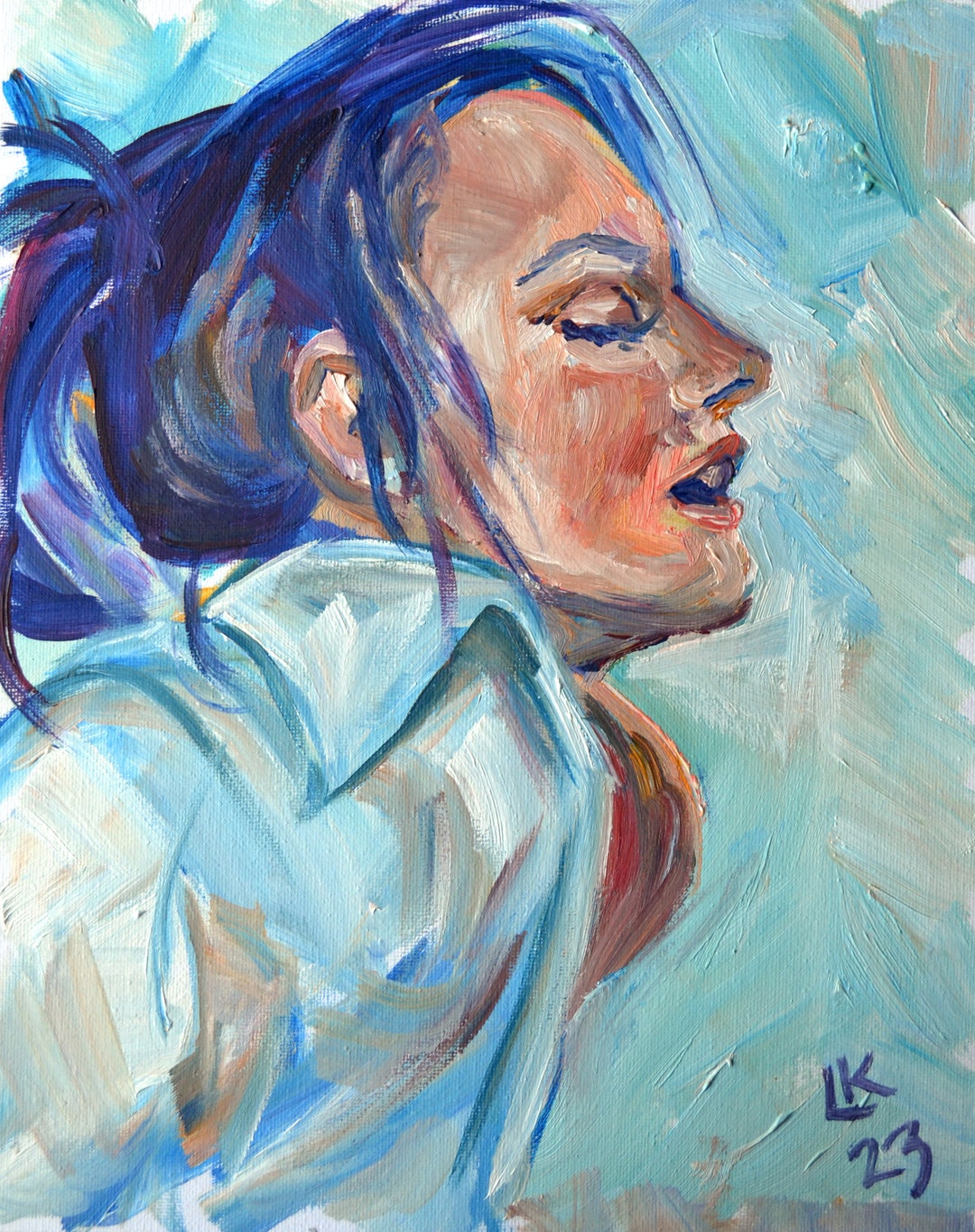 Woman Portrait Oil Painting Original Canvas Artwork One of a - Etsy