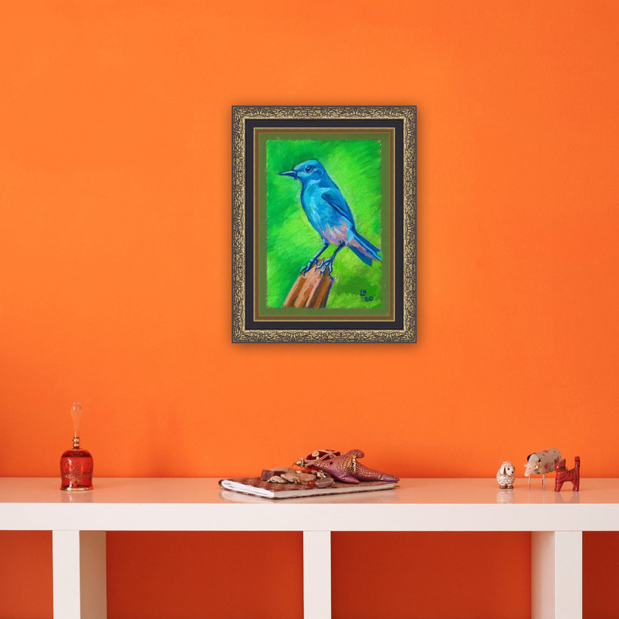 Mountain bluebird ORIGINAL oil pastel painting blue bird fine | Etsy