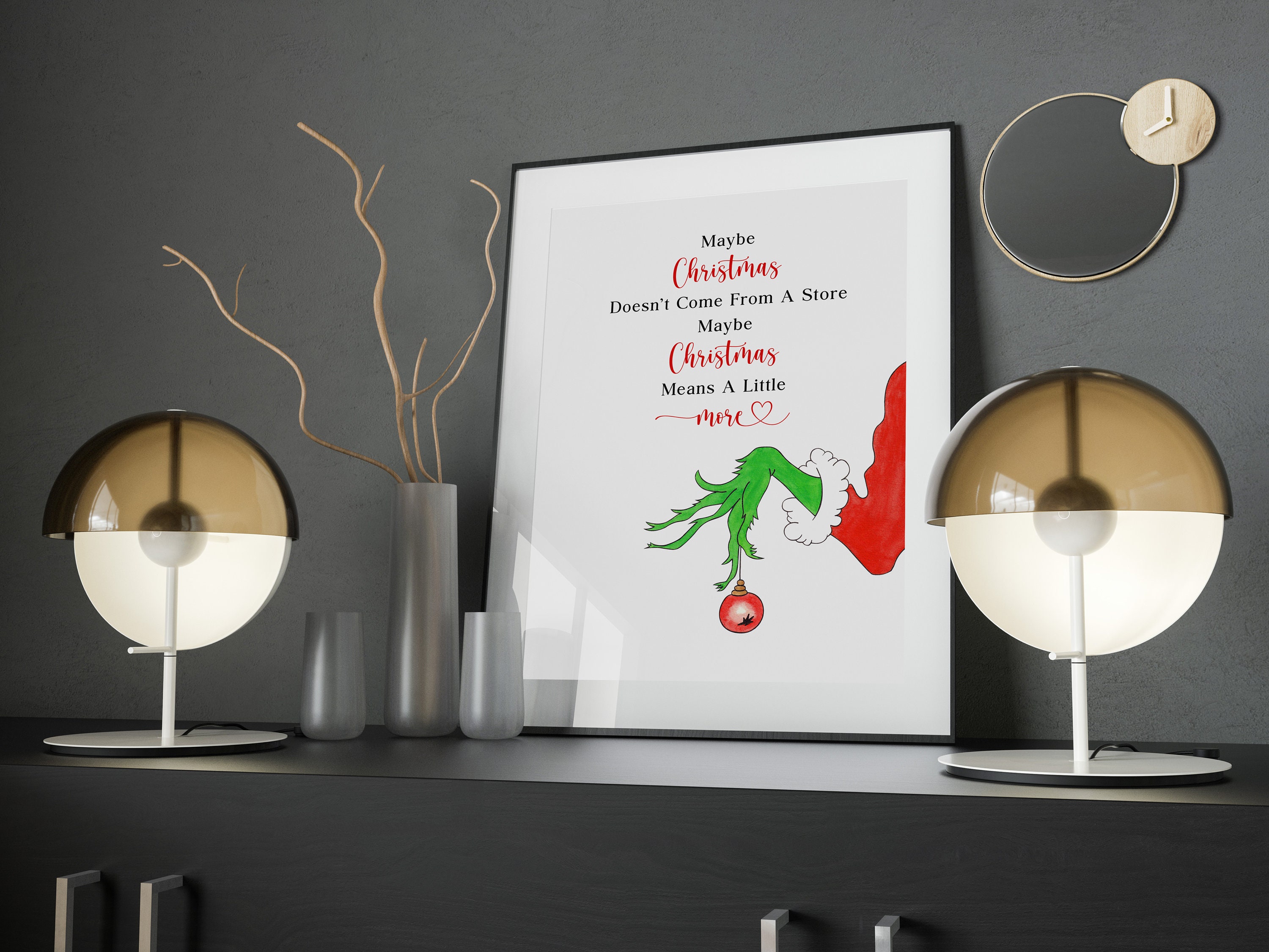 The Grinch Wall Art Print Christmas Grinch Christmas Gift Etsy