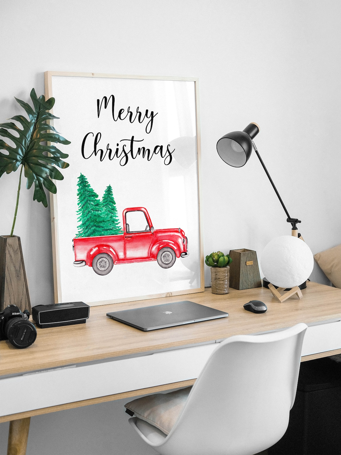 Christmas Truck Wall Art Red Truck Christmas Wall Decor Etsy
