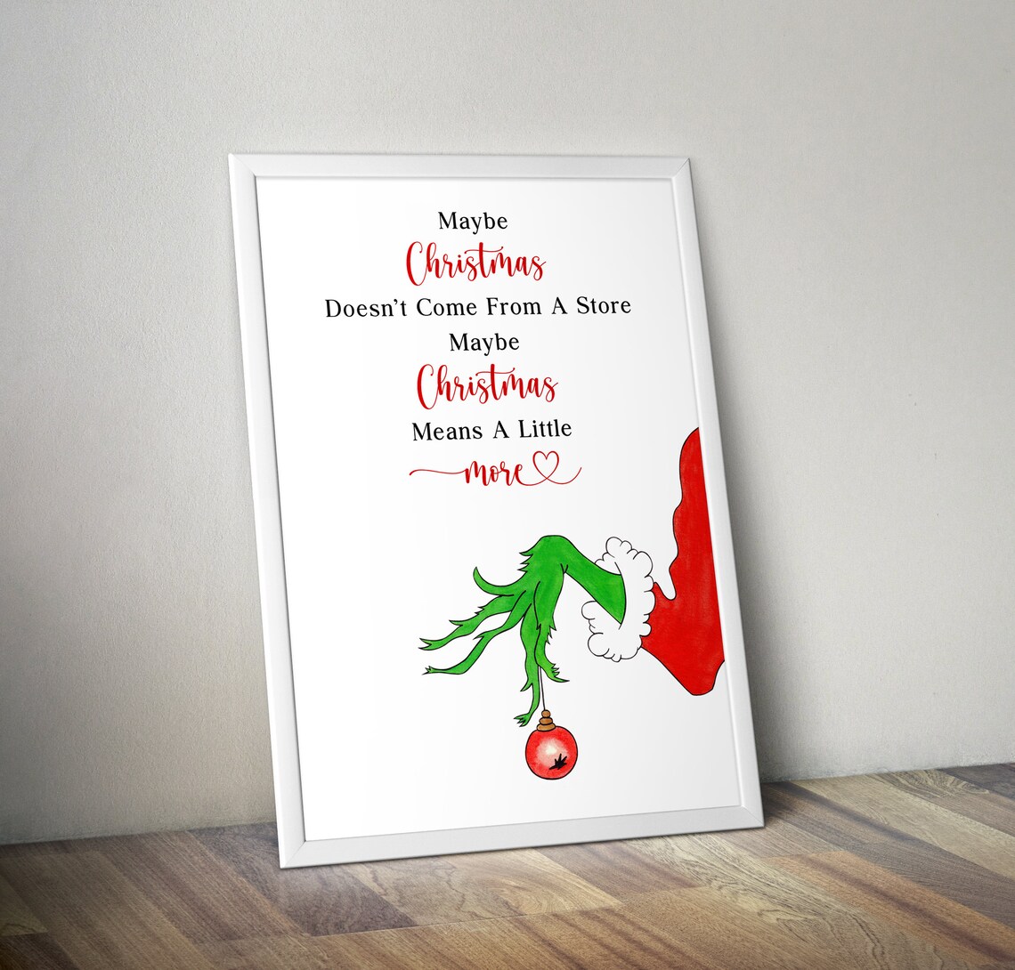 The Grinch Wall Art Print Christmas Grinch Christmas Gift Etsy