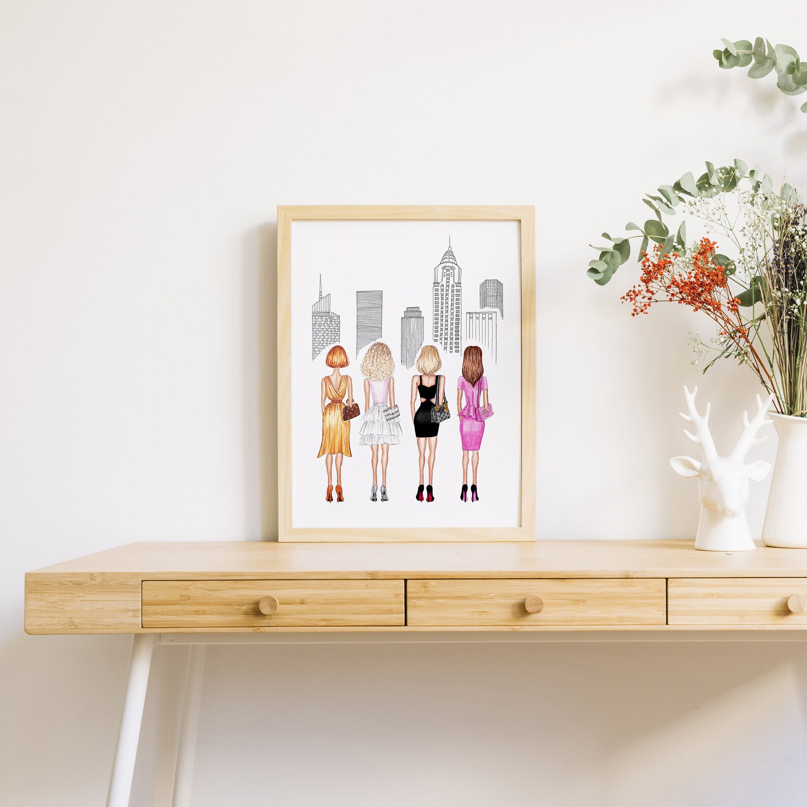 Girls in the City Art Print Girly Wall Art Friends Gift Etsy