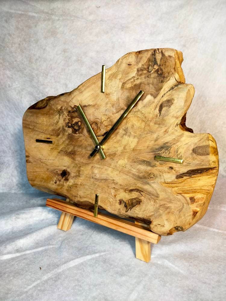 Horloge Murale en Bois de Teck Naturel Or