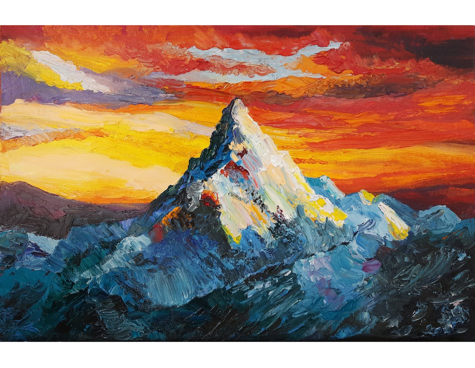 Mountain painting Everest painting Himalayan oil painting Etsy