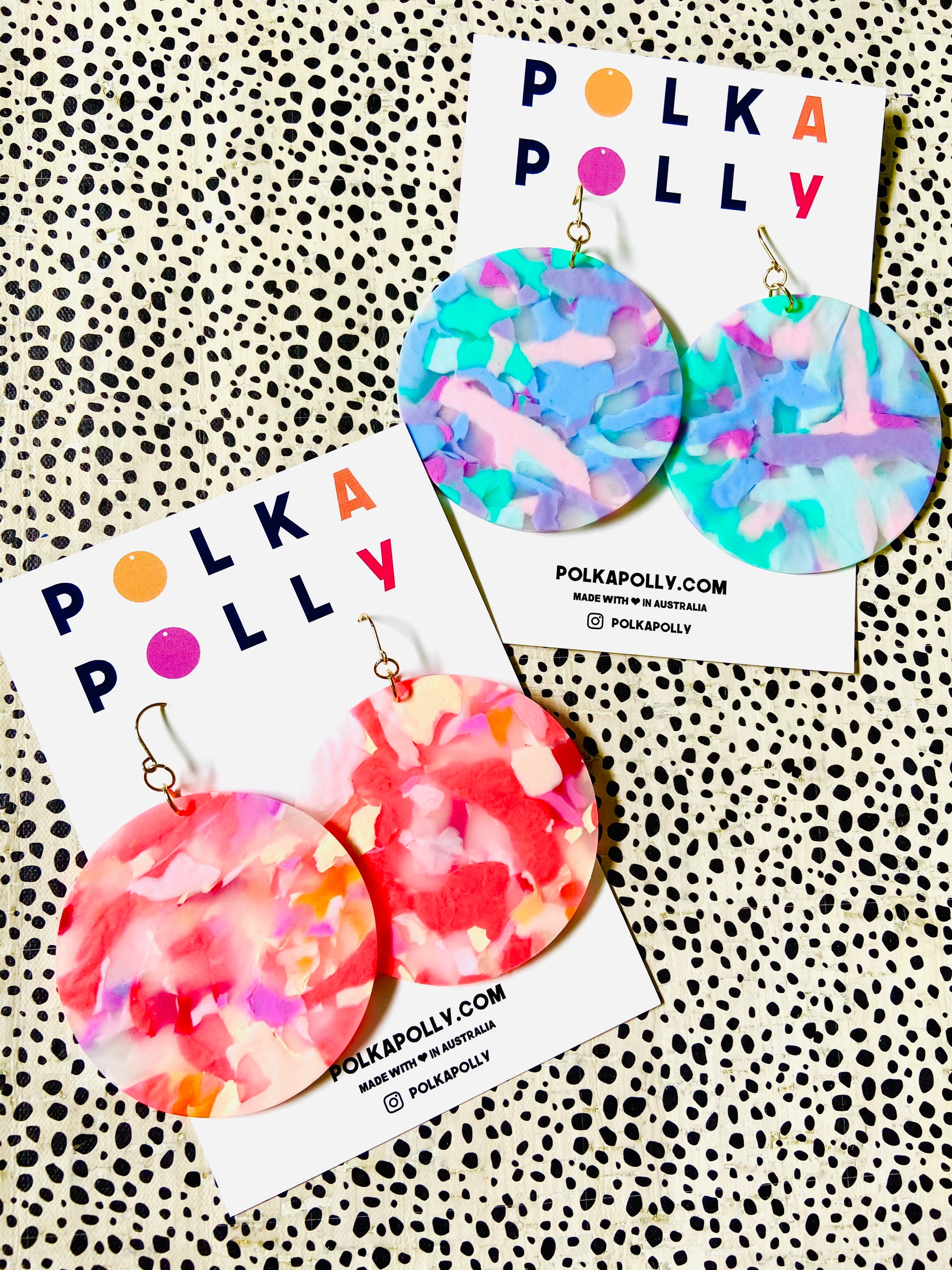 Polka Polly XL super earrings. Big Abstract patterned dangle | Etsy