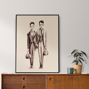 Schwules Paar | klassisch schwules Paar | Kunstdruck | Handgefertigtes Kunstwerk | Geschenk für Gay | queer Kunst | Gay Wandkunst |  LGBT Print | Liebe