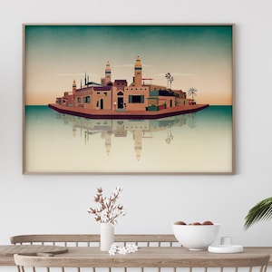 Magical city art | Jaffa port  | Contemporary art | Old Jaffa wall art | augmented reality art | boho wall art | Middle East | Naive art