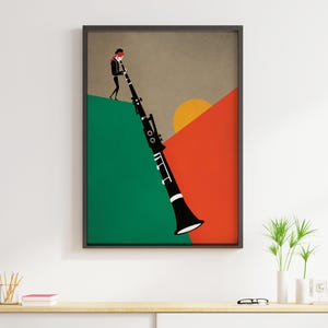 Clarinet Art Print – A Refined Visual Tribute to Wind Instruments, Blending Poetic Stillness and Breath with a Touch of Animated Motion