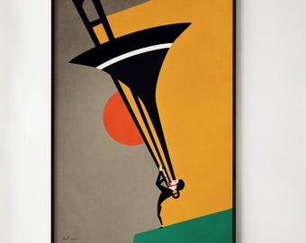 Trombone player, Jazz art, classical music poster, jazz wall décor, colorful poster, music poster, trombone wall art, Hipster art