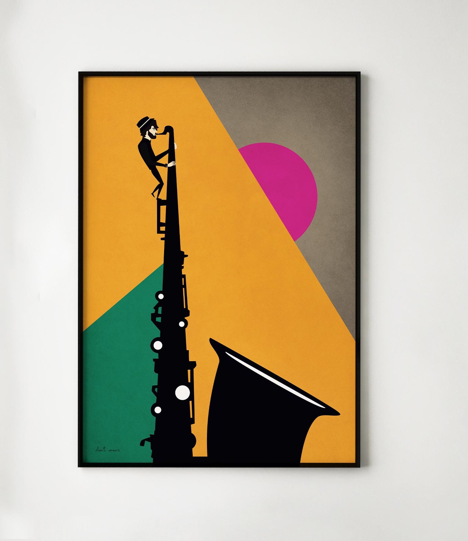 The saxophone player | Jazz art | saxophone print | music poster | jazz wall decor | modern poster Augmented reality | Saxophone Player Gift