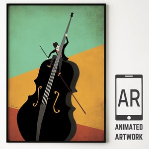 Ein bezaubernder Cellospieler, Musikdruck. Wanddekor, Jazz Art. erweiterte Realität. Musikliebhaber Poster. Geschenk für Ihn, klassisches Musikplakat