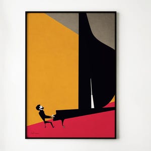 Arte para piano | Arte moderna musical | pôster de piano | presente para pianista | arte de música clássica | decoração de parede musical | impressão MCM | presente para amantes de música