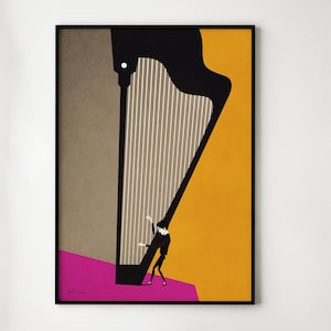 Harfe Print Kunstwerk, Musikalische Kunst, Augmented Realität Kunst, Klassische Musik, Harfe Poster, lebendige Wandkunst, Geschenk für Musiker, Musikgeschenk