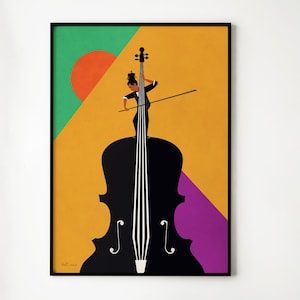 Stampa artistica di suonatore di violoncello / Decorazione artistica musicale / Stampa di violoncello / Musica classica / Arte grafica / Arte contemporanea / Poster di musica jazz / Stampa MCM