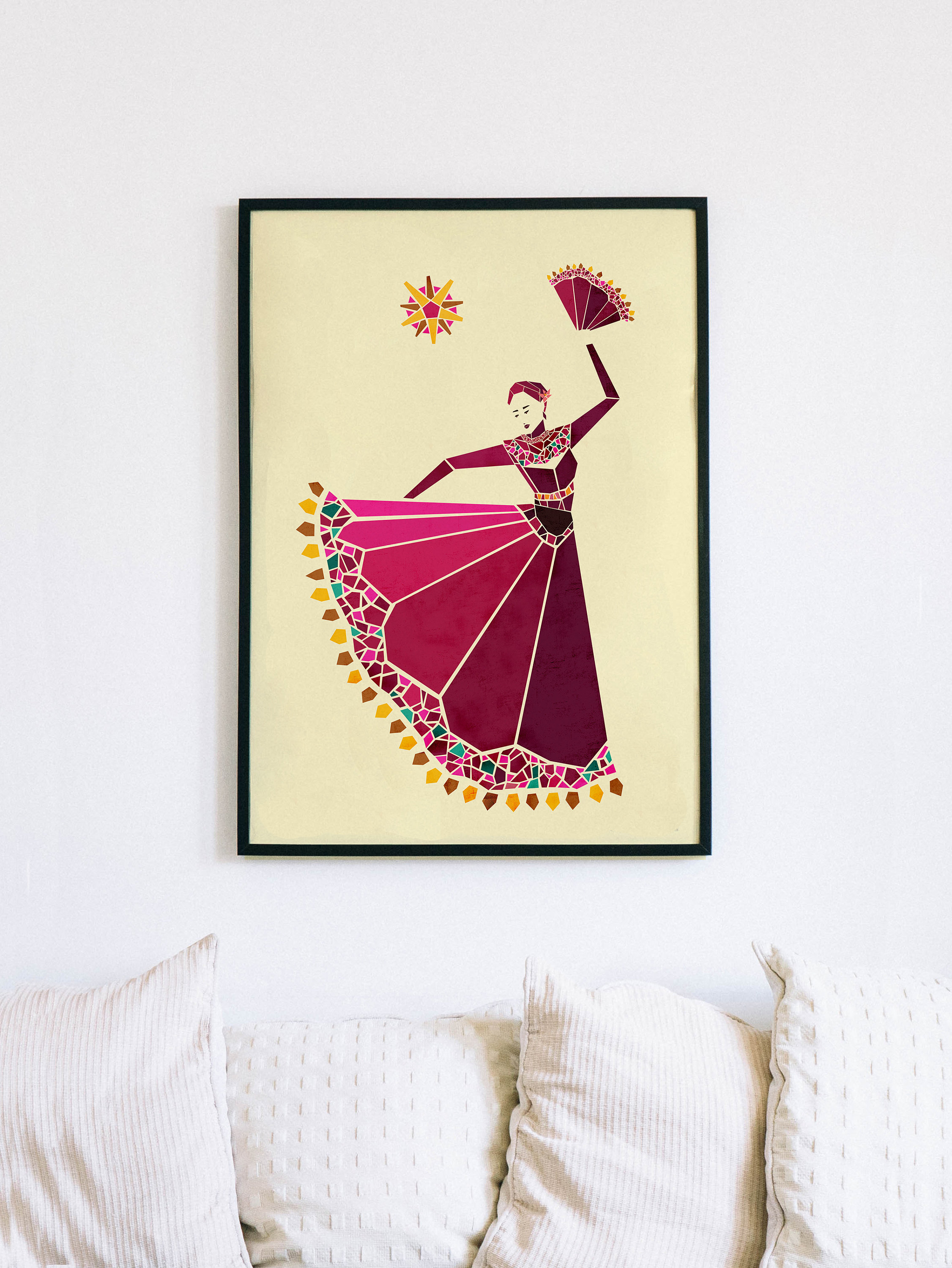 Modern abstract art print of an Spanish flamenco dancer | Etsy