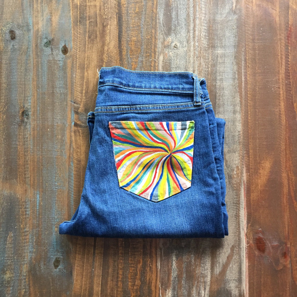 Hand Painted Jeans Trippy Hippie Etsy