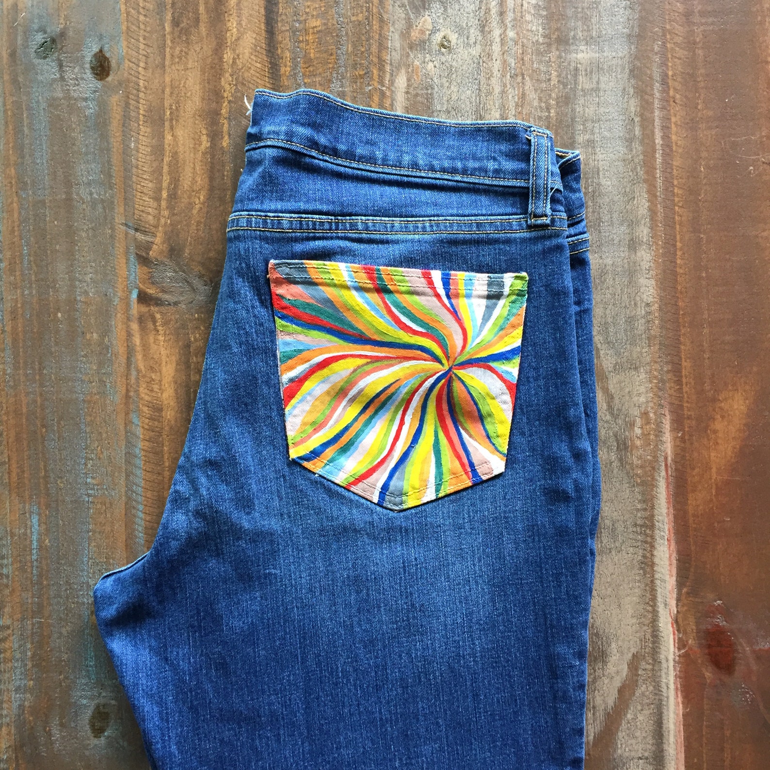 Hand Painted Jeans Trippy Hippie - Etsy