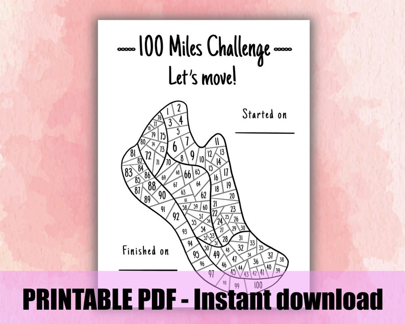 100 Miles Tracker Printable