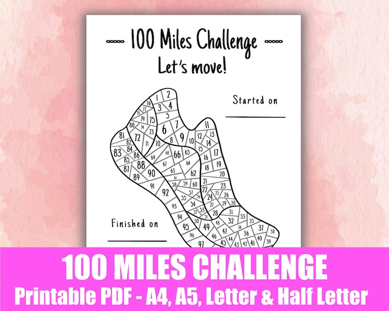 Free Printable 100 Mile Challenge Chart Free Printable 100 Mile Challenge Chart