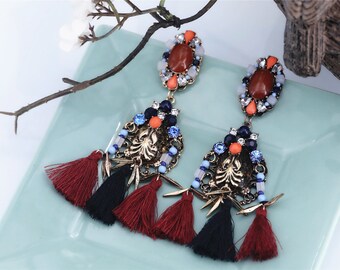 Boucles d`Oreilles Clous Puces Doré Couronne Fleur Baroque Vintage Original NN 3