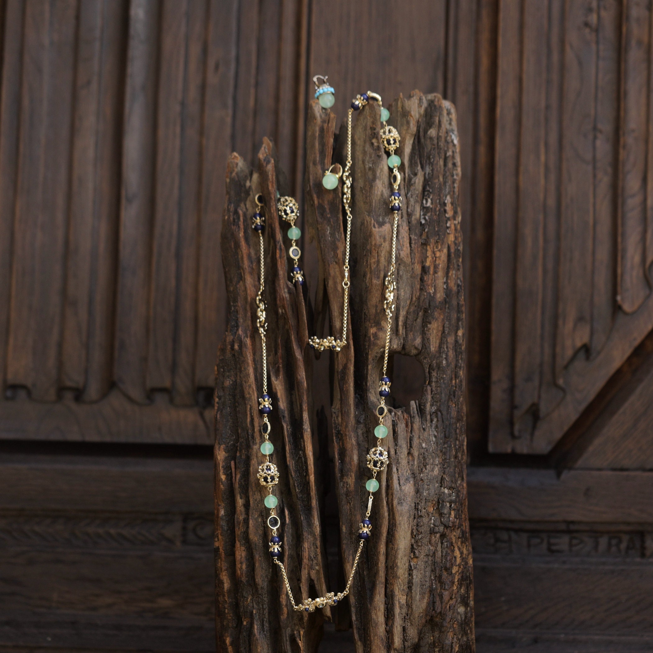 Adornment Necklace Long Long Necklace Chain Earrings Golden - Etsy