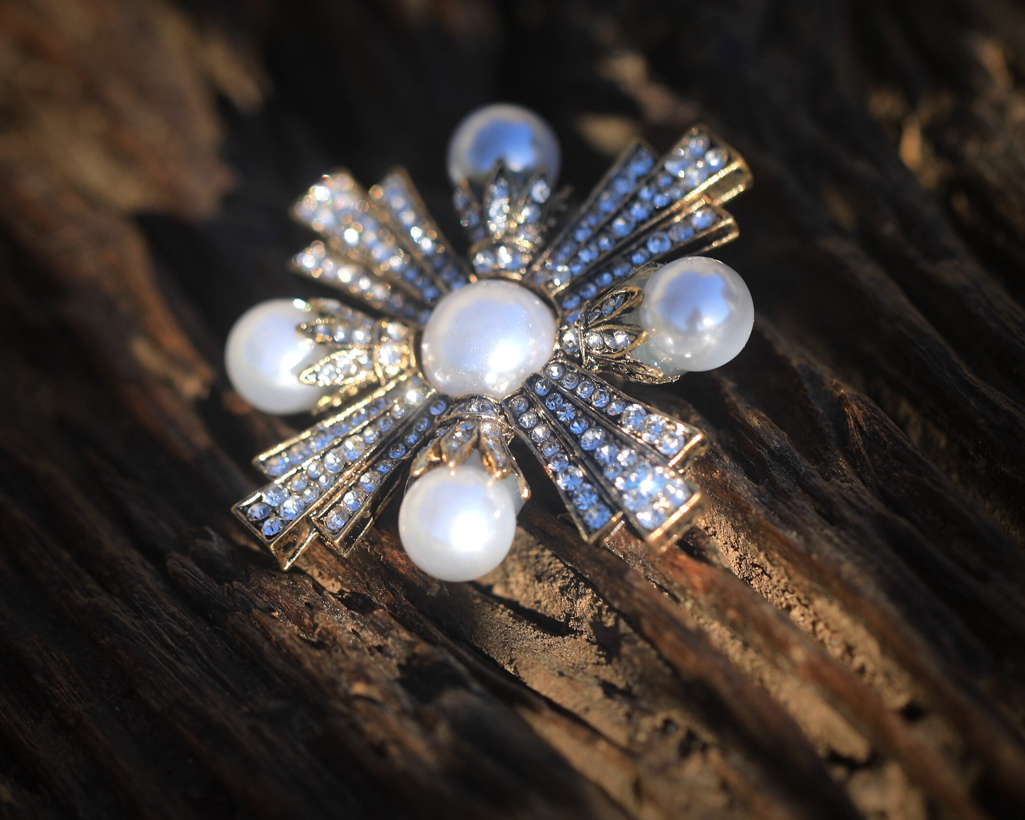 Broche abstrate/Métal blanc et coqullages d'ormeau/Grande broche