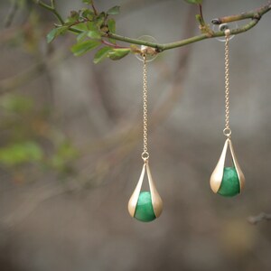 Boucles D'oreilles Longues Art Déco à Pompons Et Strass - Laiton Doré, Création Unique, Neuf Sans Emballage