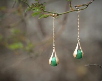 Véritable Argent Sterling 925 naturel grade A jade vert perles Boucles d'oreilles Créoles Véritable Argent Sterling 925 naturel grade A jade vert perles Boucles d'oreilles Créoles