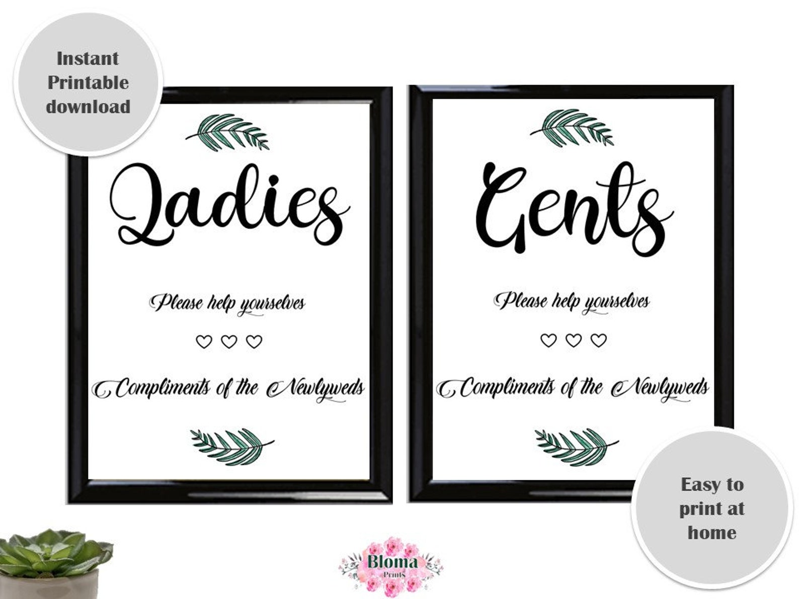 Wedding Bathroom Signs PRINTABLE Wedding Toilet Print Ladies and Gents ...