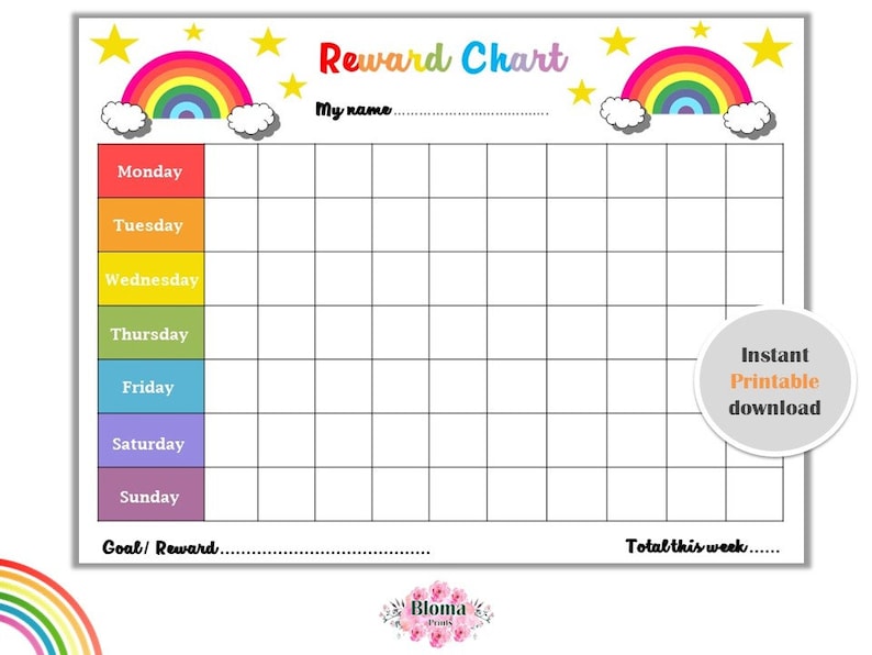 rainbow-reward-chart-printable-children-kids-reward-chart-etsy-denmark