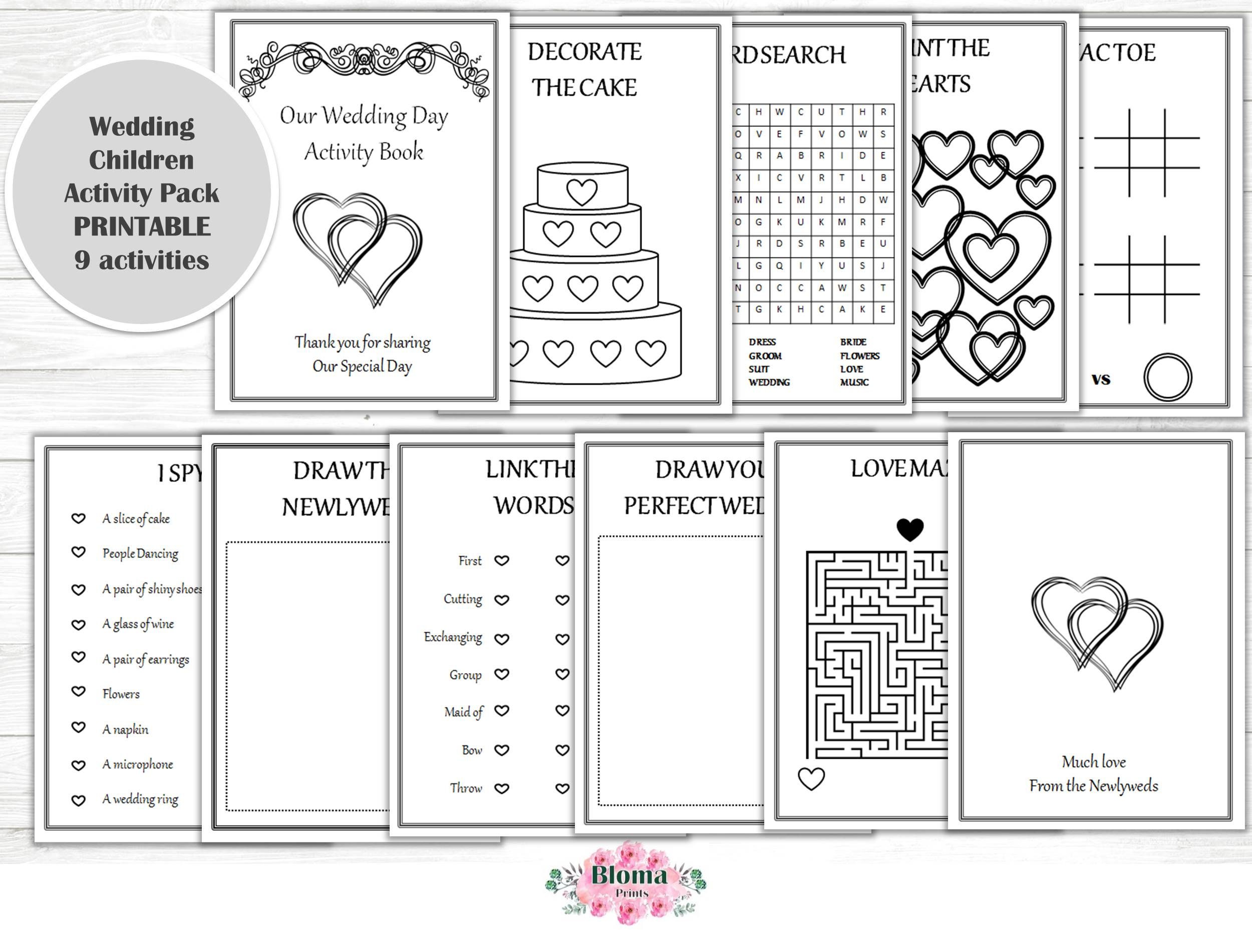 Wedding Activity Book PRINTABLE Children Activity Pack Etsy Australia