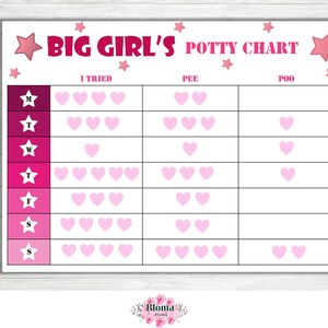 Girl Potty Chart PRINTABLE Download Big Girl Potty Training Toilet ...