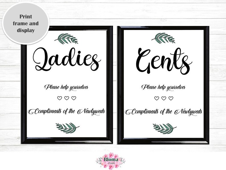 Wedding Bathroom Signs PRINTABLE Wedding Toilet Print Ladies and Gents ...