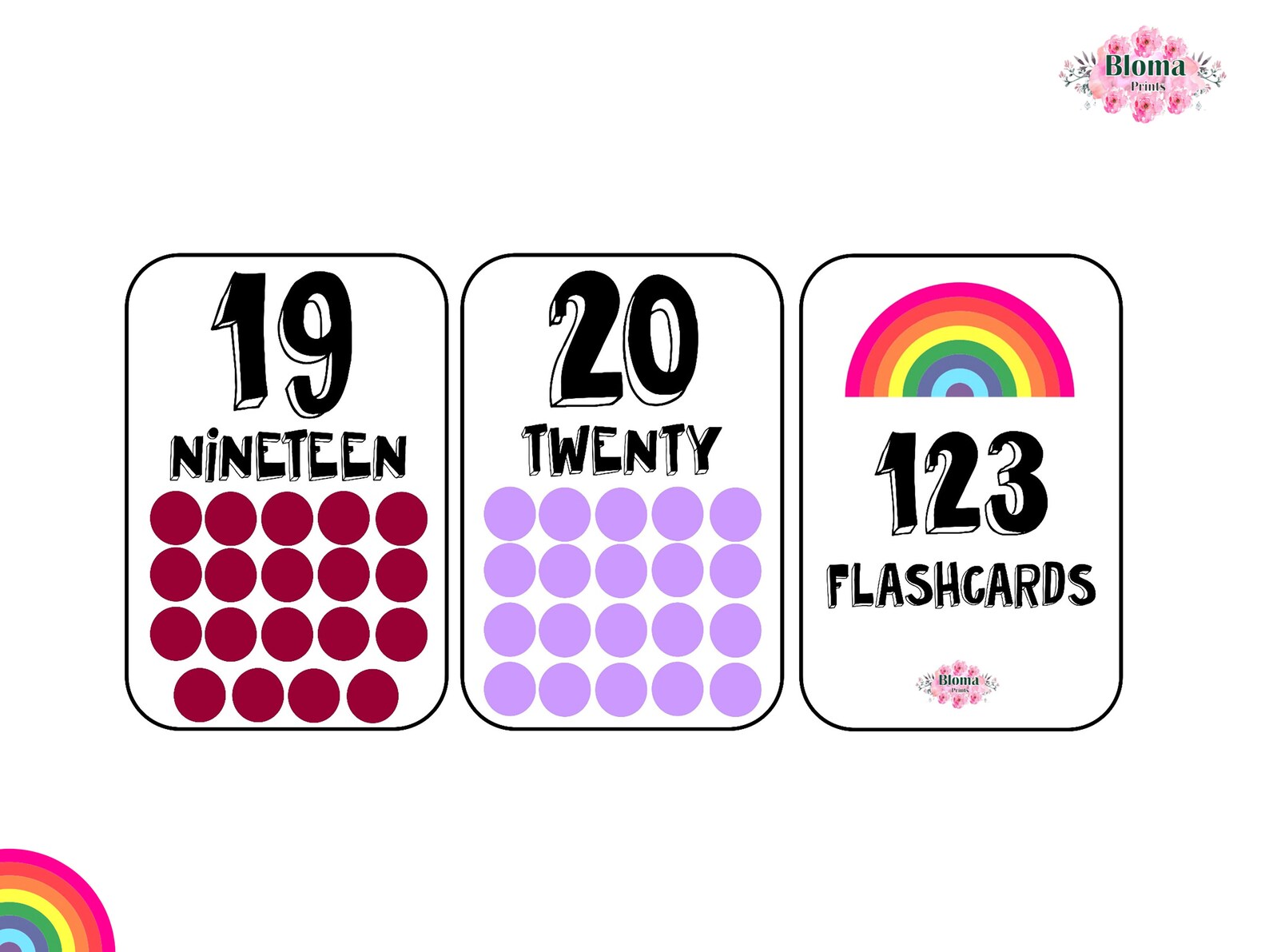 123 Flashcards PRINTABLE Children/kids Learning Cards | Etsy UK