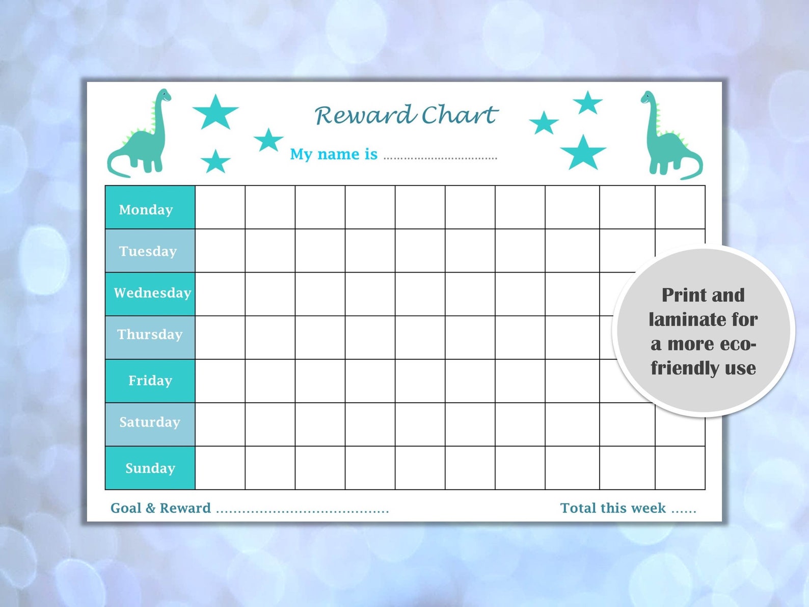 Reward Chart Dinosaurs PRINTABLE Children/kids Reward Chart Download ...