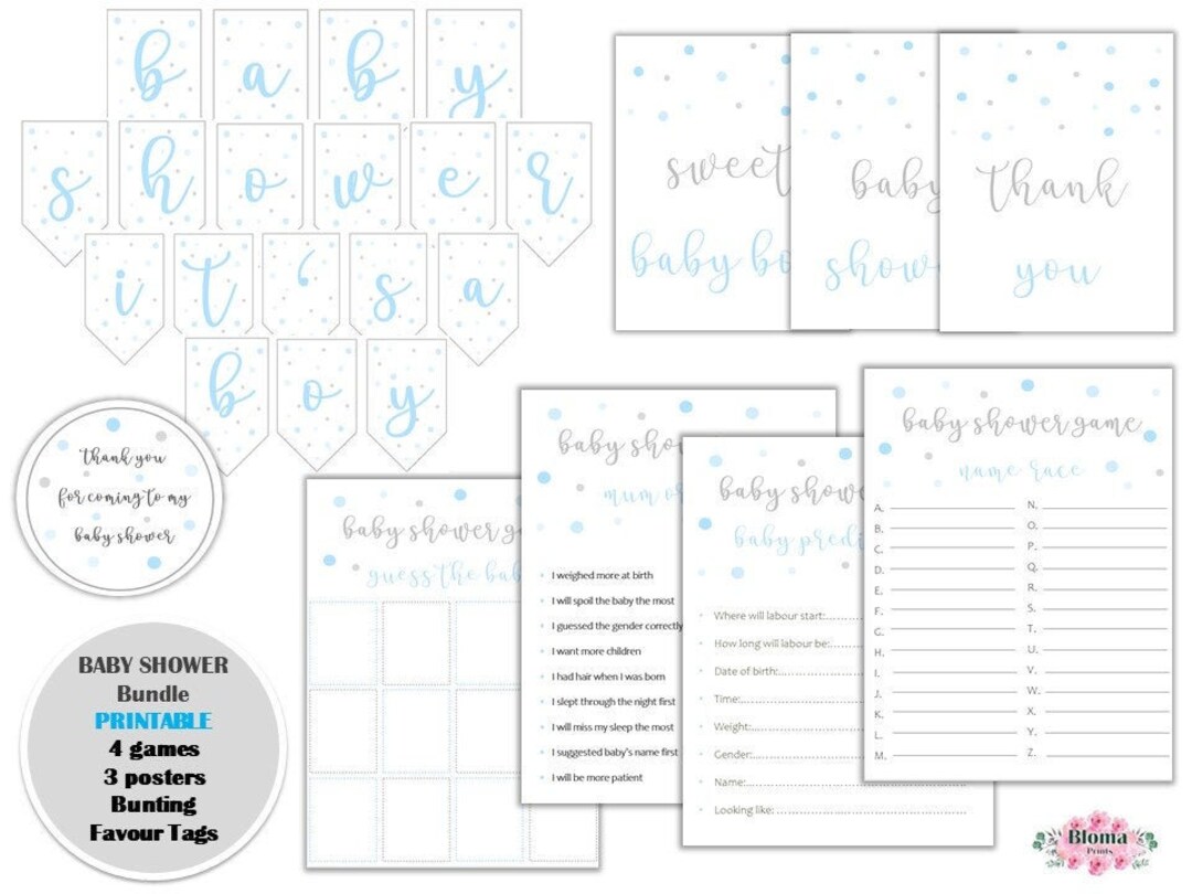 Blue Baby Shower Bundle Printablebaby Shower - Etsy