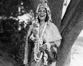 Sri Anandamayi Ma In Ecstatic Krishna Bhav. Photographic Portrait On Professional Luster Paper.