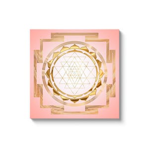 Shree Yantra Sacred Geometry Centered In The Warmth Of Love. 30x30 Inch Canvas Wrap