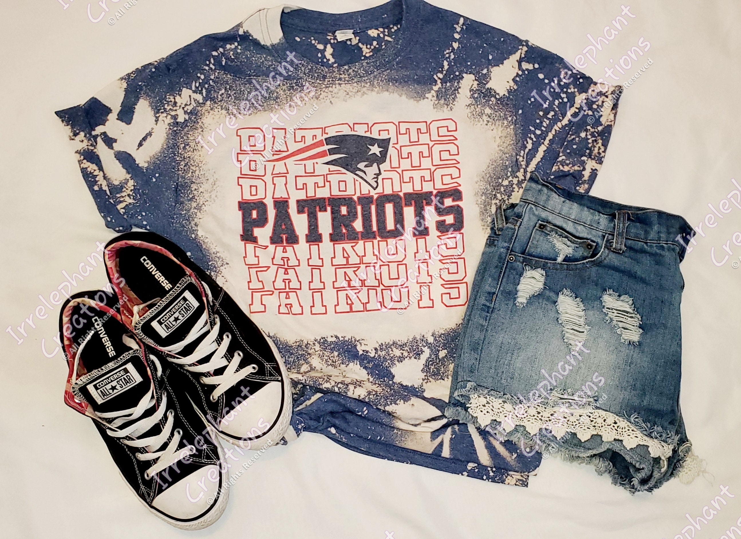 New England Patriots Bleached Shirt / Distressed Tee / TShirt / Tie D…
