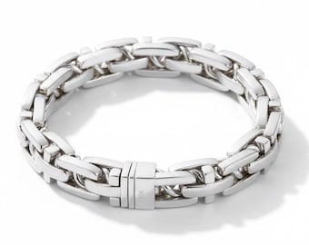 Herren Sterling Silber Seil Gliederarmband • Moderne gedrehte Kette