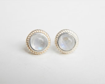 Rainbow Moonstone Studs, Moonstone Stud Earrings, 925 Sterling Silver, Moonstone Silver Stud, Moonstone Gemstone Stud, Moonstone Ear Stud