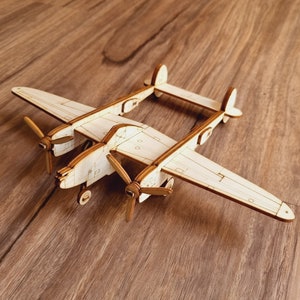 Lockheed P38 Lightning laser cut plane dxf ai svg digital files for laser cutting model aircraft hobby vector laser cut wooden airplane