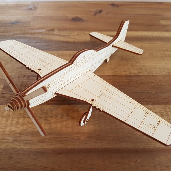 P51 Mustang laser cut plane dxf ai svg digital files for laser cutting model aircraft hobby vector laser cut wooden airplane