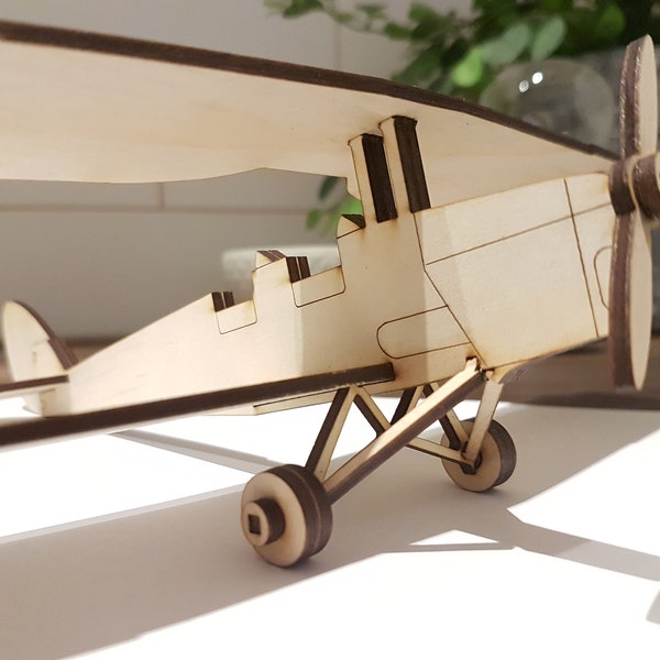 De Havilland Tiger Moth laser cut plane dxf ai svg digital files for laser cutting model aircraft hobby vector laser cut wooden airplane