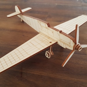 BF109 laser cut plane dxf ai svg digital files for laser cutting model aircraft hobby vector laser cut wooden airplane